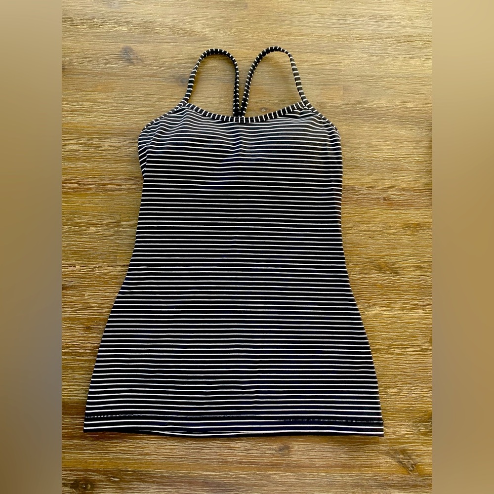 Lululemon black and white striped tank